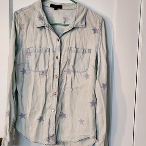 Chambray Embroidered Star Button Down